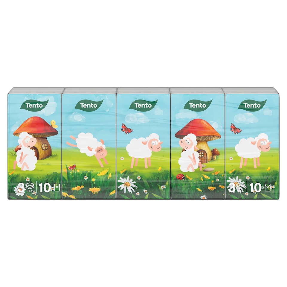Tento Kids Papierové vreckovky 3-vrstvový 10 x 10 ks