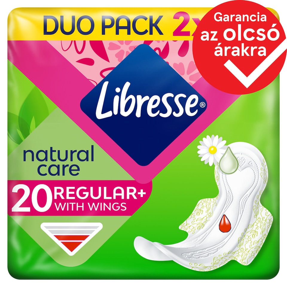 Libresse Regular+ Natural Care szárnyas egészségügyi betét 2 x 10 db