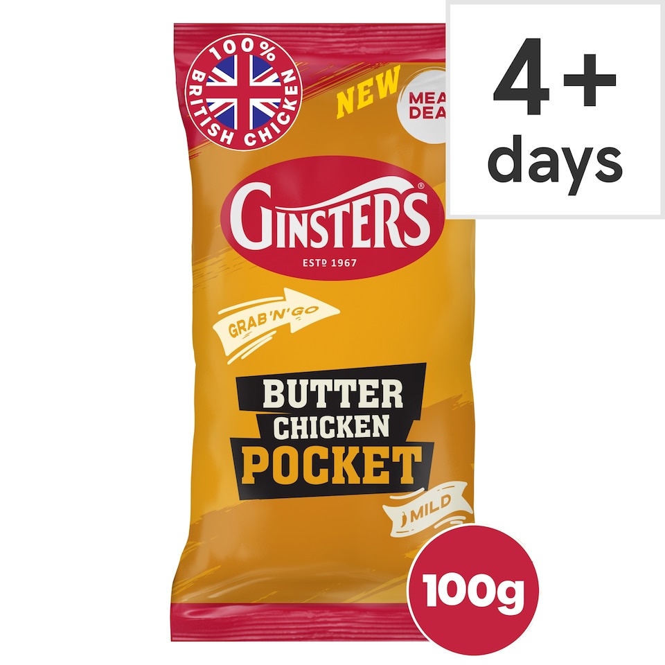 GINSTERS BUTTER CHICKEN POCKET 100G