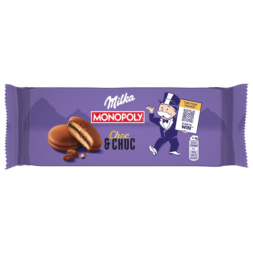 Milka Choc & Choc Soft Sponge Dipped in Alpine Milk Chocolate with Cocoa Filling 150 g