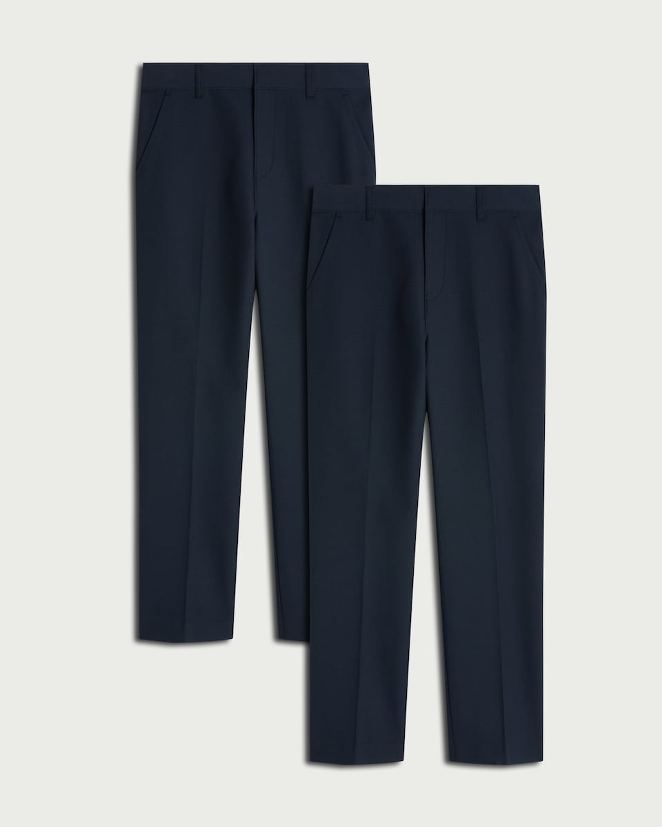image 1 of F&F School Boys 2-Pack Slim Fit Trousers in Navy