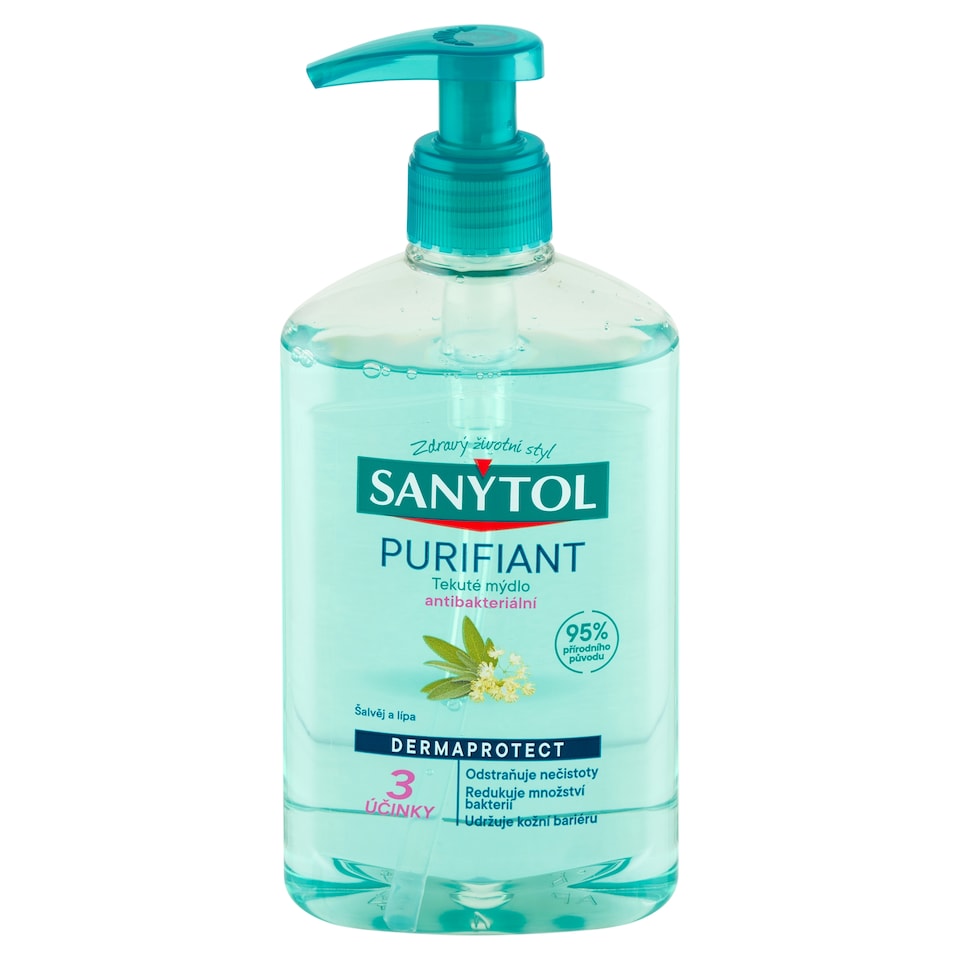 image 1 of Sanytol Dermaprotect Purifiant Antibacterial Liquid Soap Sage and Linden 250 ml