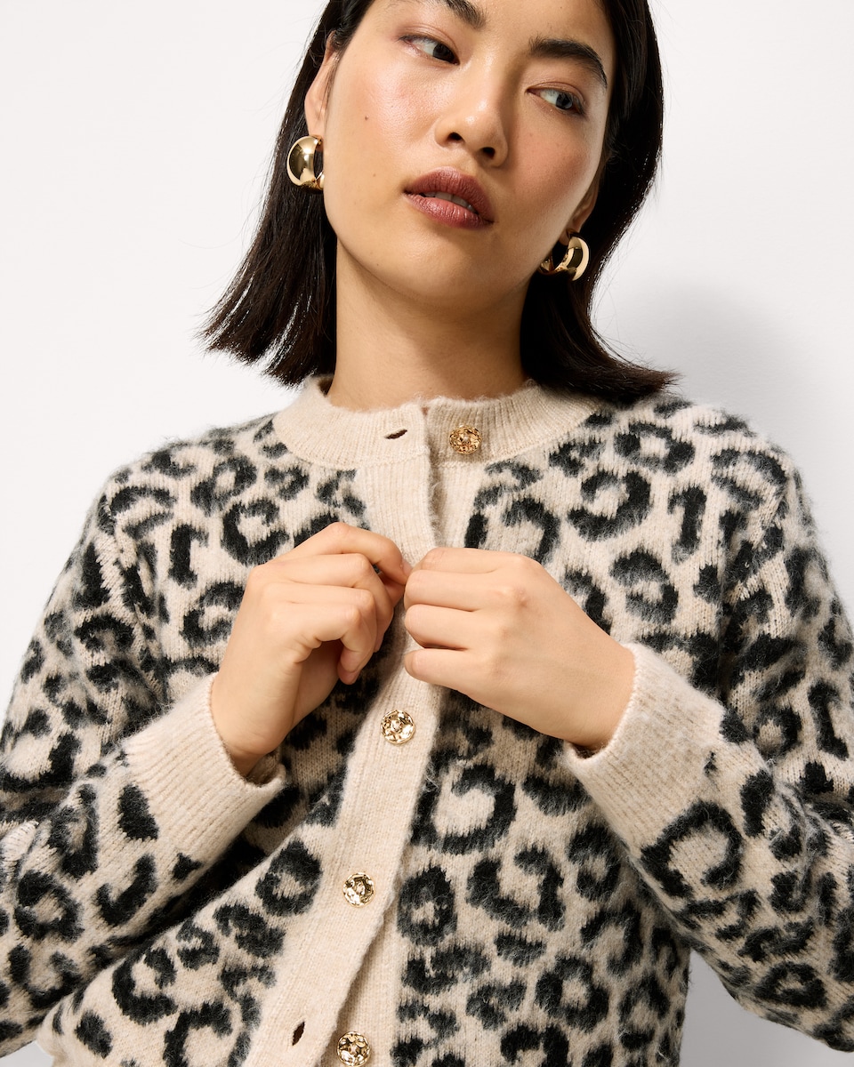 image 1 of F&F Leopard Print Cardigan in Multi Brown