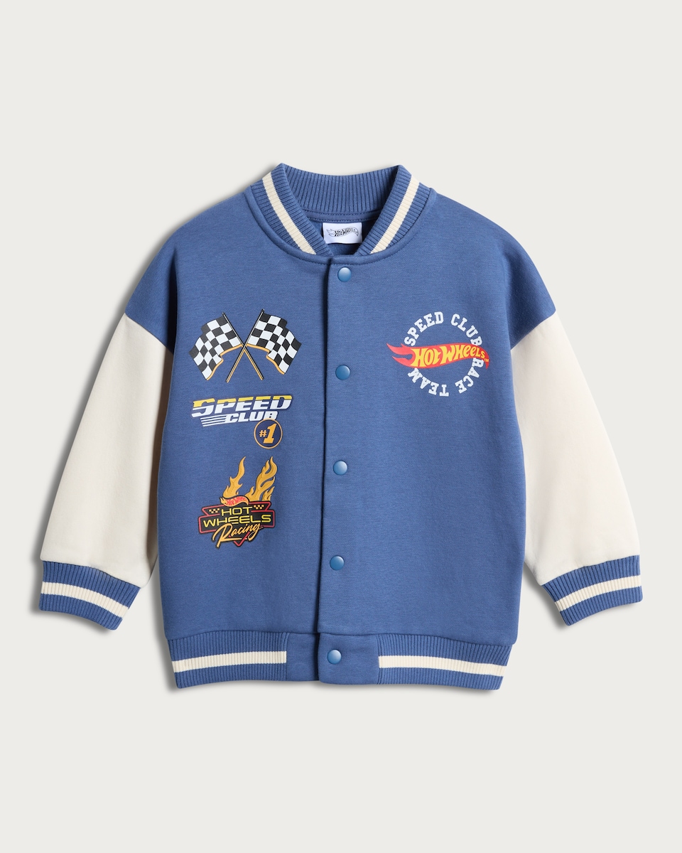 image 1 of Hot Wheels Speed Club Cotton Rich Bomber Jacket in Blue