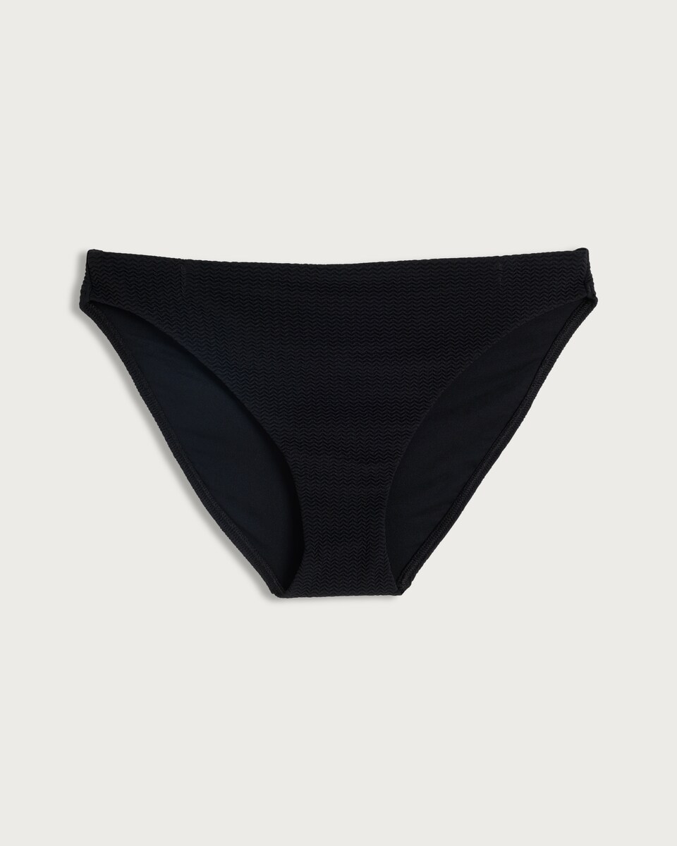 image 1 of F&F Textured High Leg Bikini Bottoms in Black