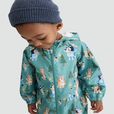 Bluey Hooded Fleece Lined Puddlesuit  in Green
