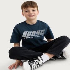 F&F Boys Pure Cotton RUNYC Print Oversized Fit T-Shirt in Grey