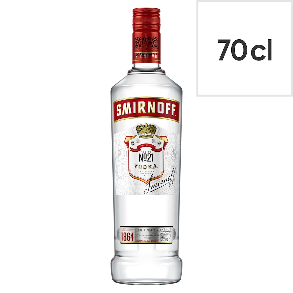 image 1 of Smirnoff No.21 Red Label Vodka Bottle 37.5% Vol 70cl