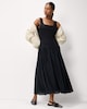 image 2 of F&F Square Neck Midi Dress in Black