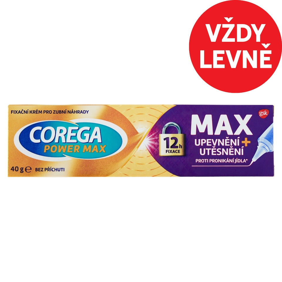 image 1 of Corega Power Max Fixative Denture Cream Flavourless 40g
