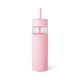 image 2 of Core Kitchen Swing Glass Water Bottle Tumbler With Straw Pink 710ml