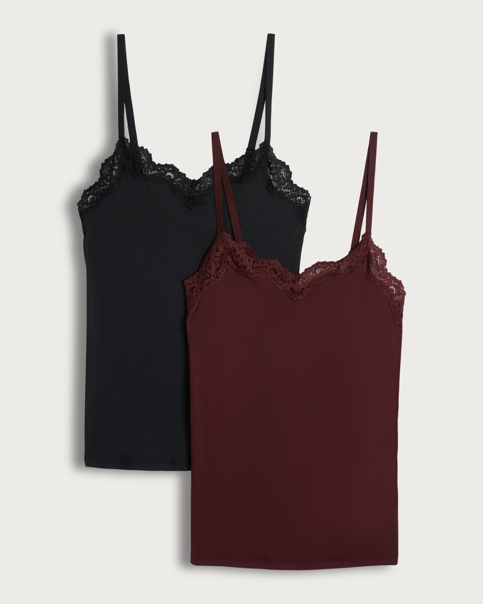 F&F 2-Pack Contour Lace Trim Camisoles in Purple