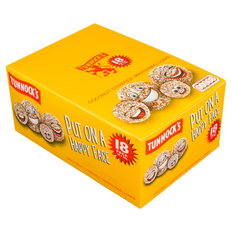 TUNNOCKS COCONUT COVERED MARSHMALLOWS 18 x 30g.