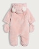 image 2 of F&F Baby Rabbit Style Hooded Pramsuit in Multi Pink