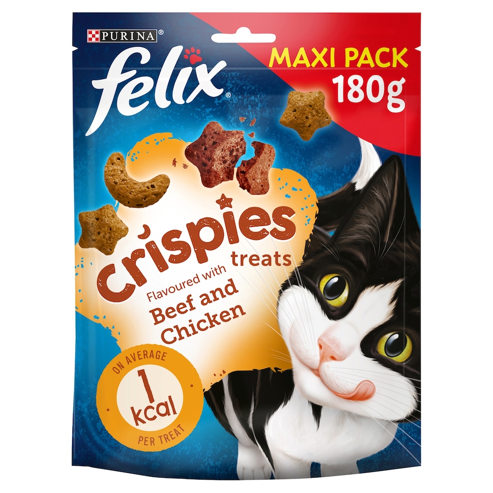 image 1 of Felix Crispies Cat Treats - Beef and Chicken 180g
