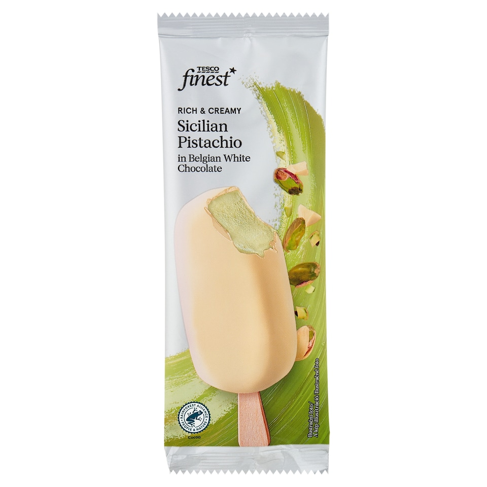 Tesco Finest Mrazený smotanový krém pistáciový v bielej čokoláde 120 ml
