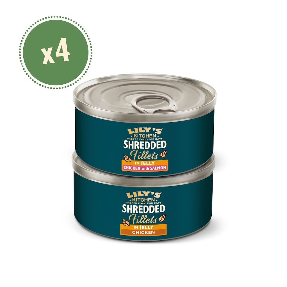 image 1 of LILY'S KITCHEN SHREDDED FILLETS IN JELLY CAT FOOD M/PACK 4x70g