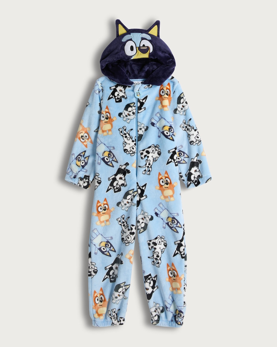 image 1 of Bluey Fleece Hooded Onesie in Lilac