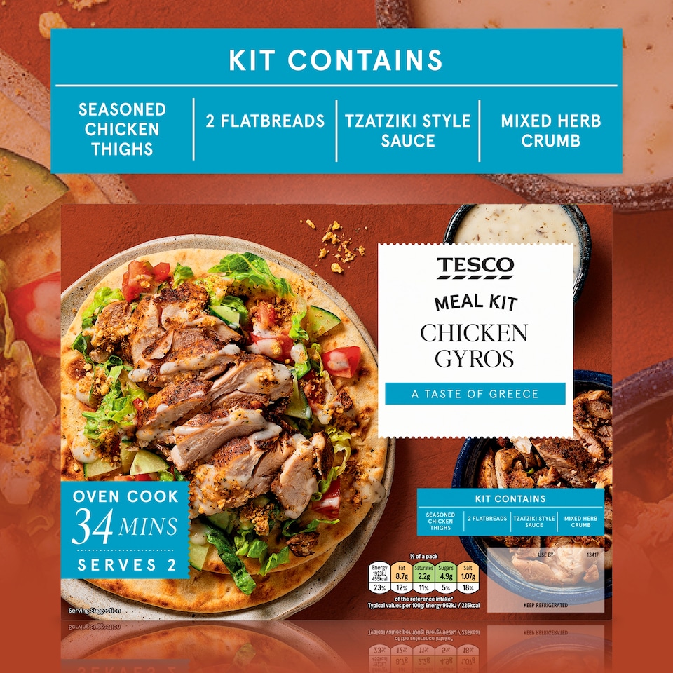 image 1 of Tesco Meal Kit Chicken Gyros 420g