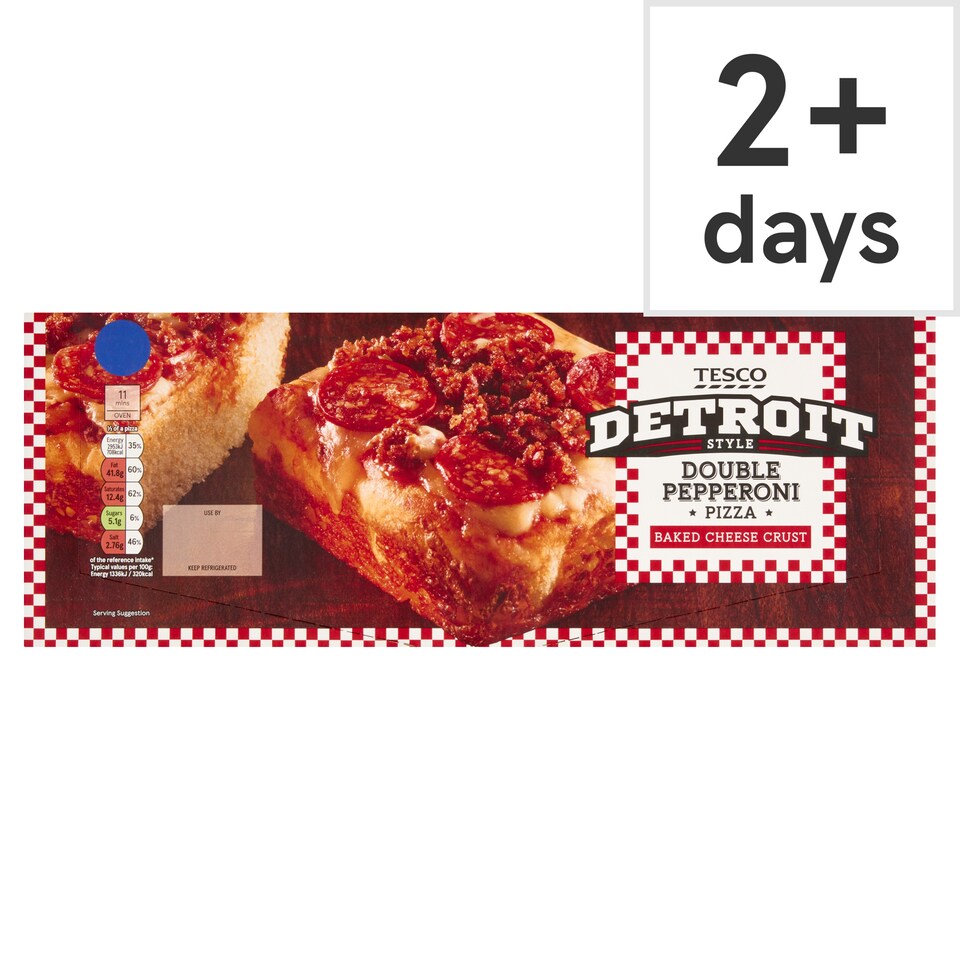 TESCO DOUBLE PEPPERONI DETROIT STYLE PIZZA 463G