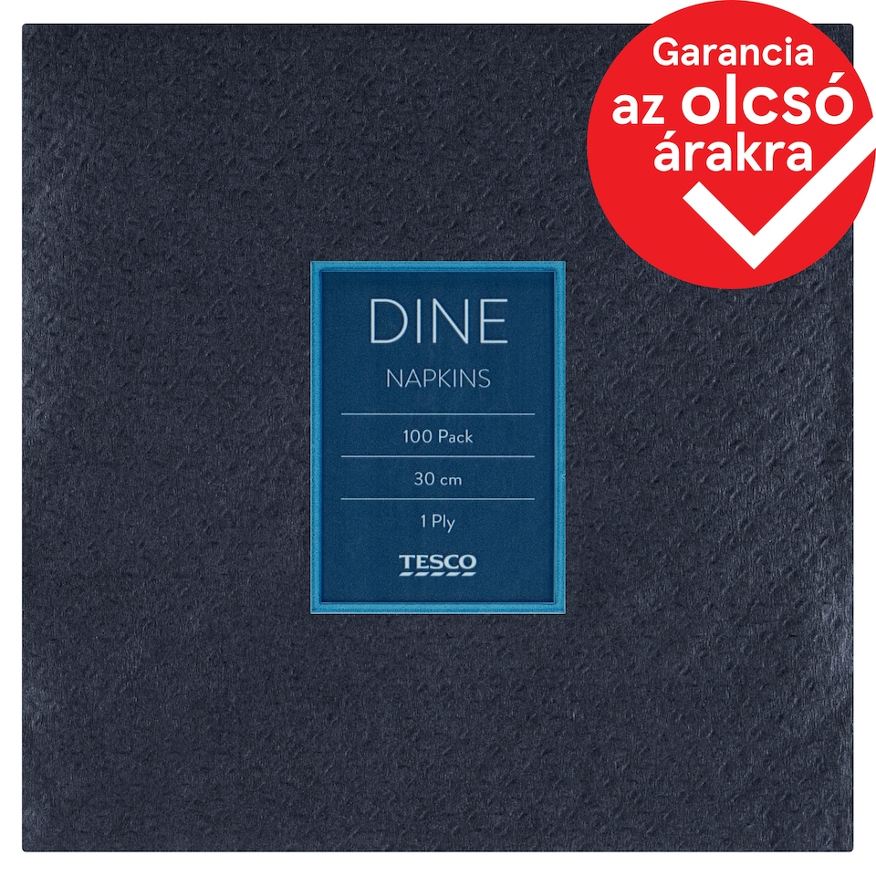 Tesco Dine fekete szalvéta 1 rétegű 30 cm x 30 cm 100 db