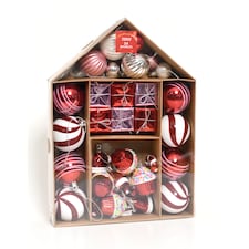 Tesco Candy Cane Baubles Christmas Decorations 34 Pack