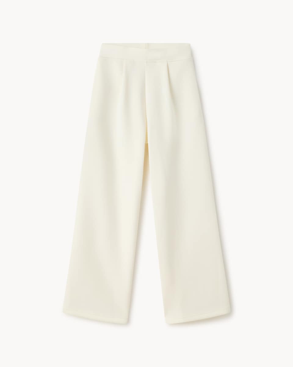 image 1 of F&F Active AFTERCLASS Scuba Wide Leg Joggers in Cream
