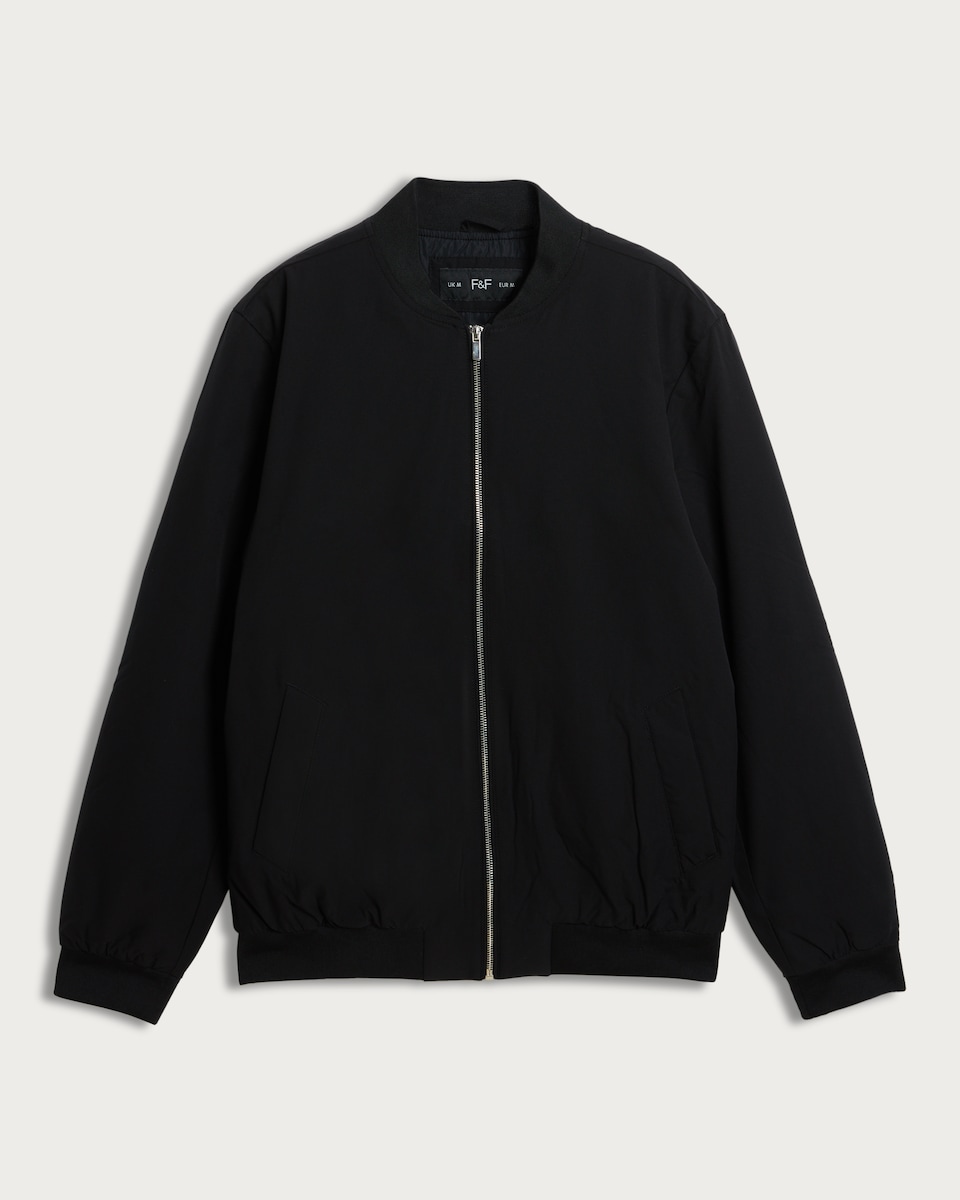 image 1 of F&F Zip Up Bomber Jacket in Black