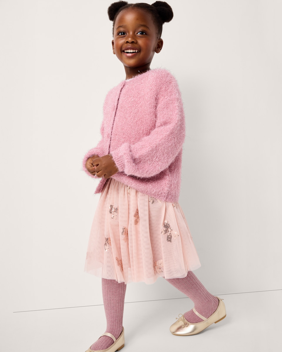 image 1 of F&F Girls Sequin Embellished Skirt in Pink