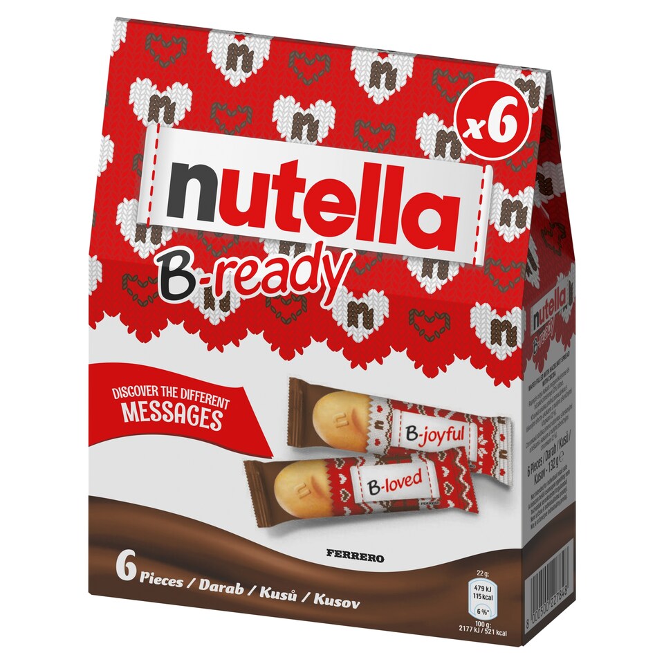 image 1 of Nutella B-ready Wafer Filled with Spread of Hazelnuts and Cocoa and Small Wheat Nibbles 6 x 22 g