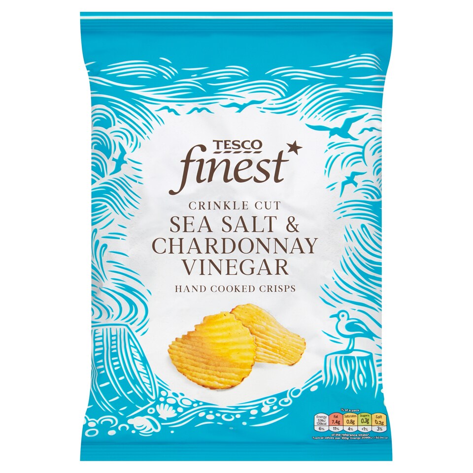 Tesco Finest Sea Salt & Chardonnay Vinegar Crinkle Cut Crisps 150G