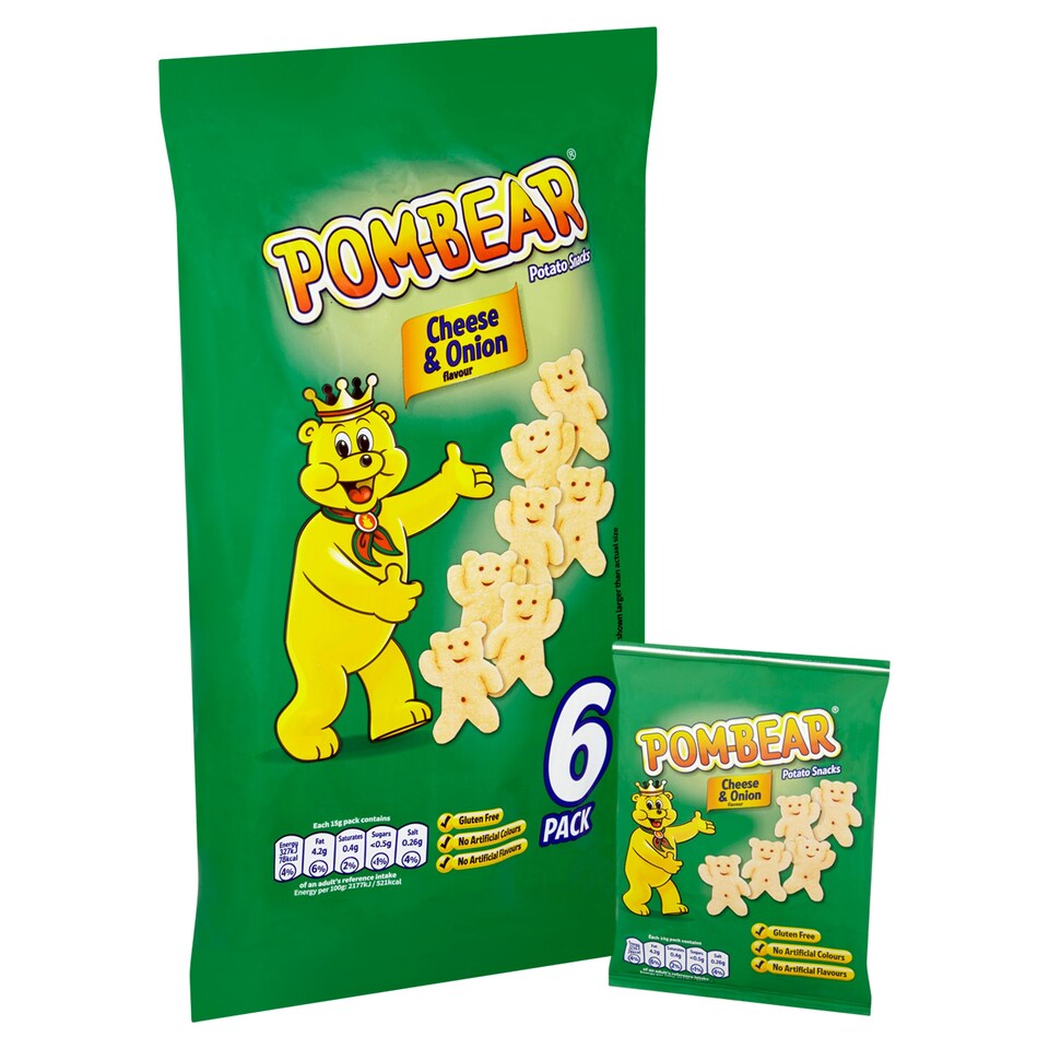 image 1 of Pom Bear Cheese & Onion Potato Snacks 6 X 15G