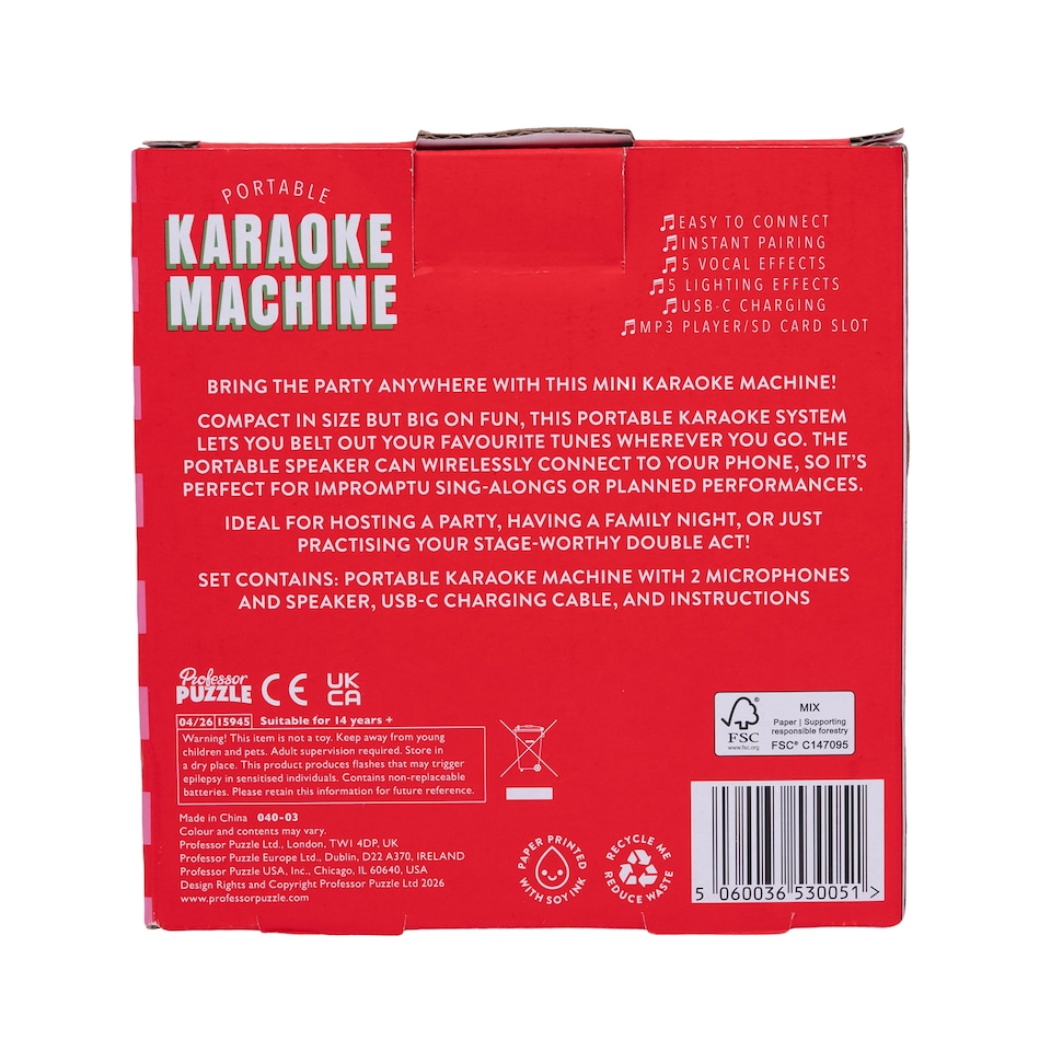 image 1 of Professor Puzzle Wireless Karaoke Machine Set