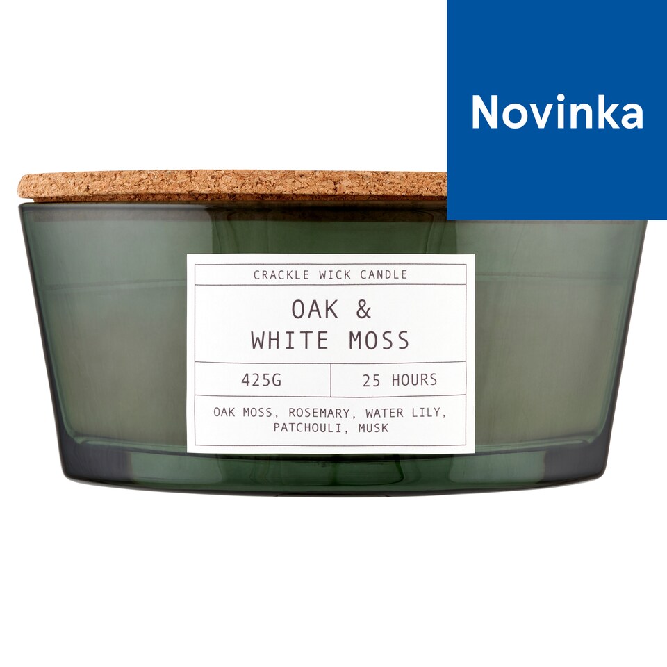 F&F Home Crackle Oak & White Moss vonná sviečka 425 g