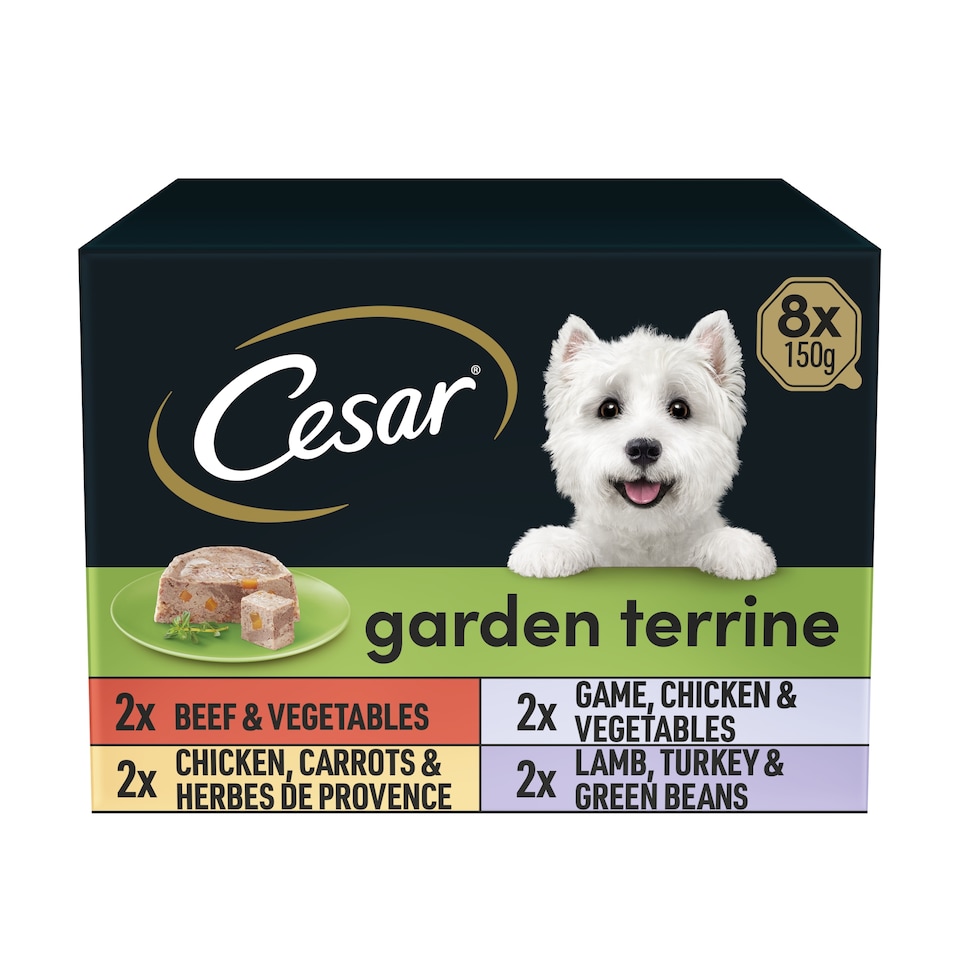 image 1 of Cesar Garden Terrine Wet Dog Food Tray Mixed in Loaf 8x150g