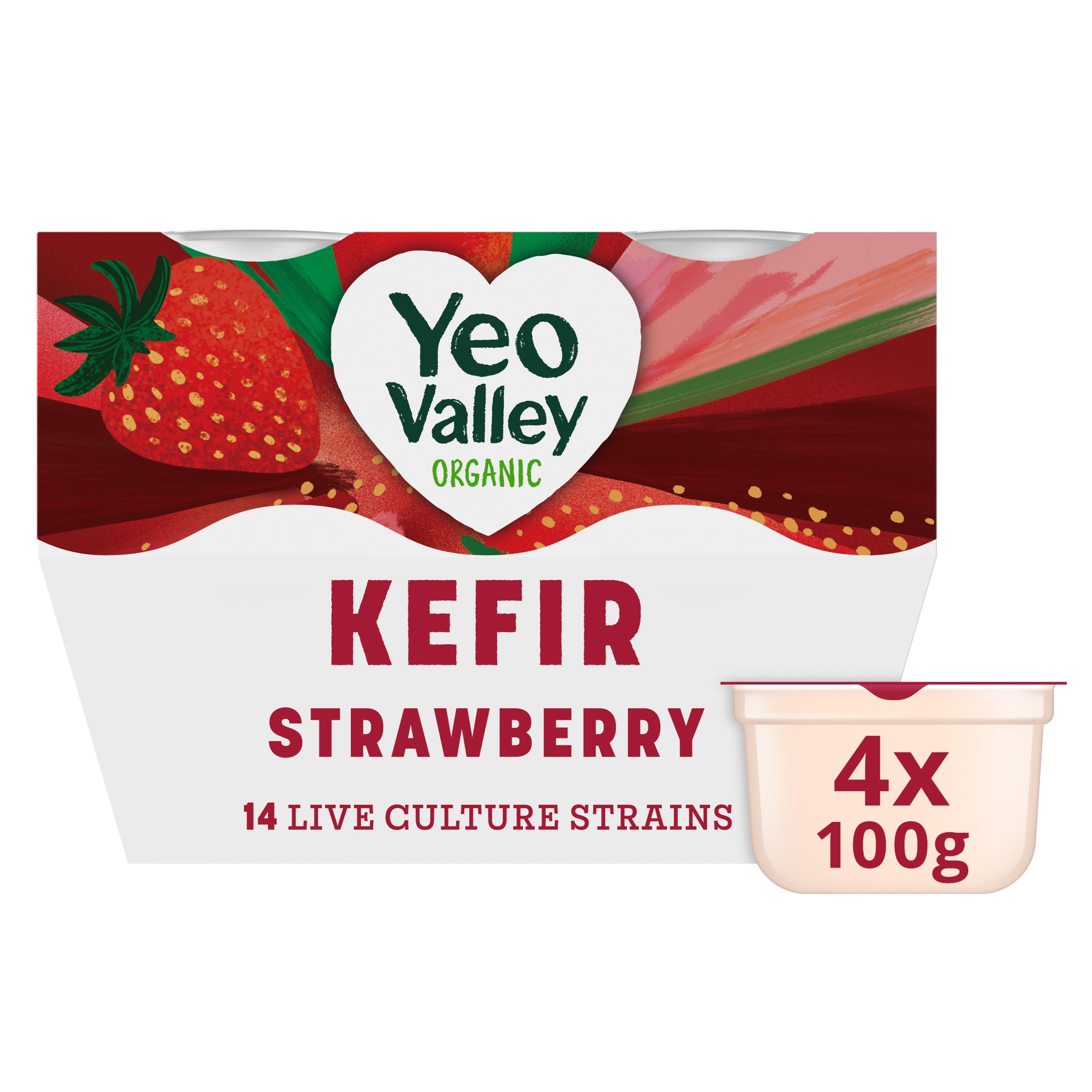Yeo Valley Organic Kefir - Strawberry 4 x 100g