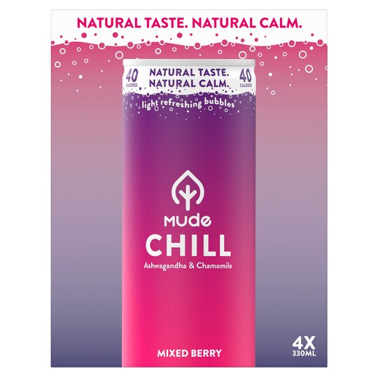 Mude Chill With A Hint Of Mixed Berries 4X330ml Tesco Groceries