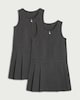 image 4 of F&F School Girls 2-Pack Regular Fit Pleated Pinafore Dresses in Grey