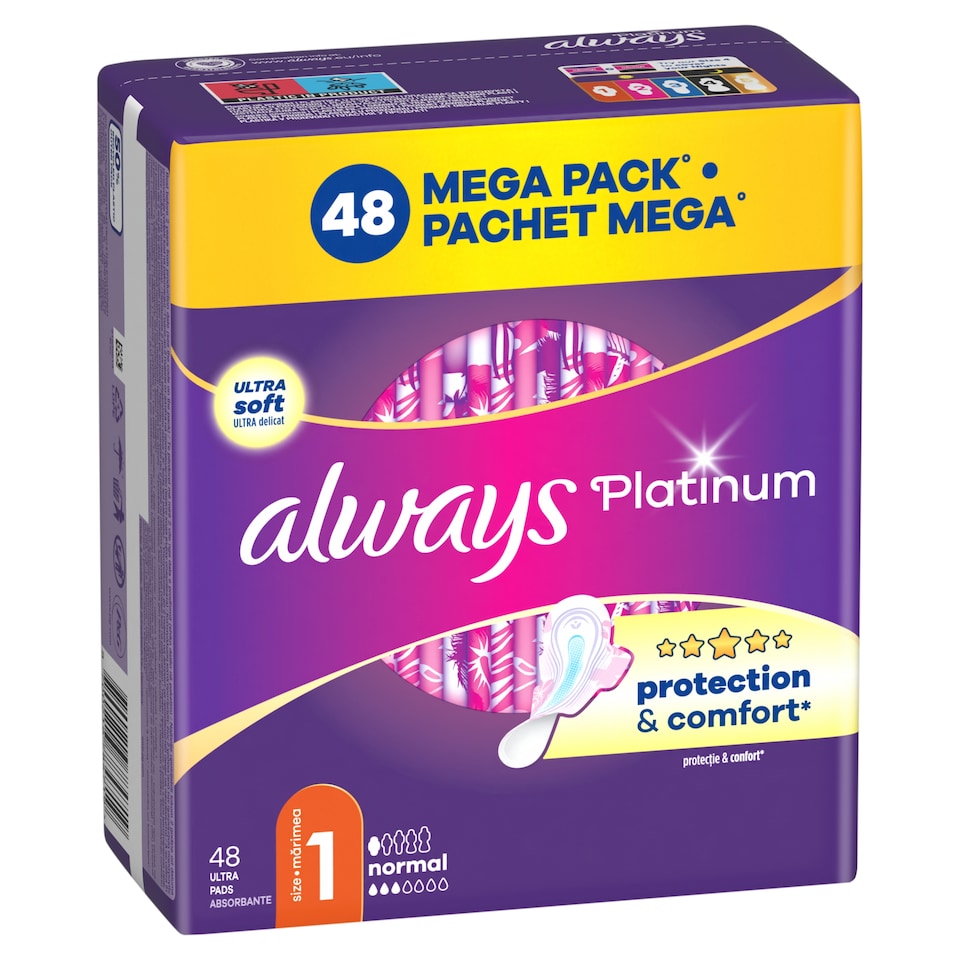 Obrázek 1 pro produkt Always Platinum Normal (velikost 1) Vložky s Křidélky 48