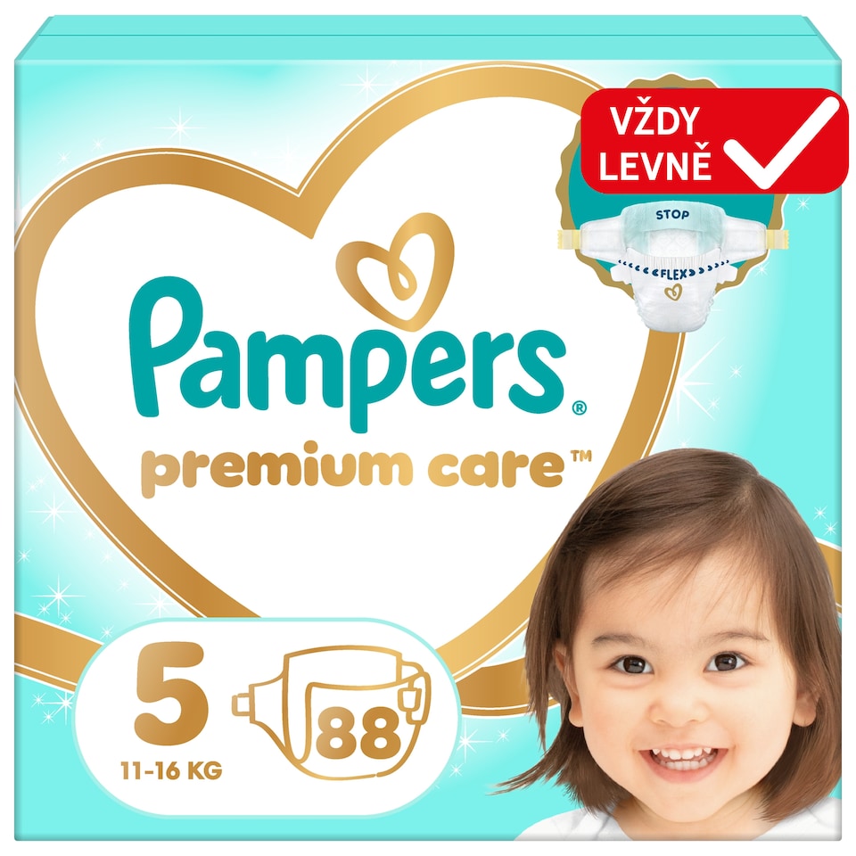 Obrázek 1 pro produkt Pampers Premium Care Velikost 5, 88 Plenek, 11kg-16kg