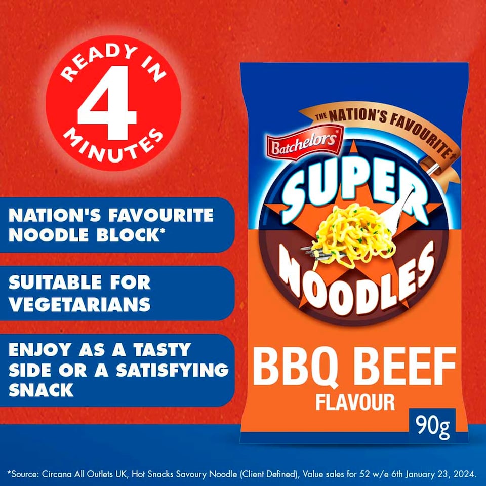 image 1 of Batchelors Super Noodles Bbq Beef 90G