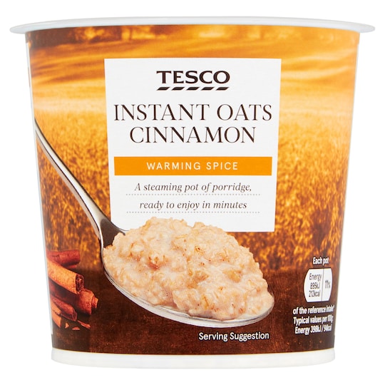 Tesco Cinnamon Instant Oats Cinnamon Pot 55G Tesco Groceries