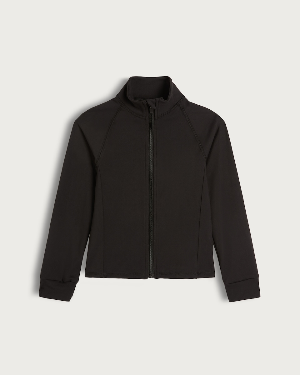 image 1 of F&F Active Girls Zip Up Jacket in Black
