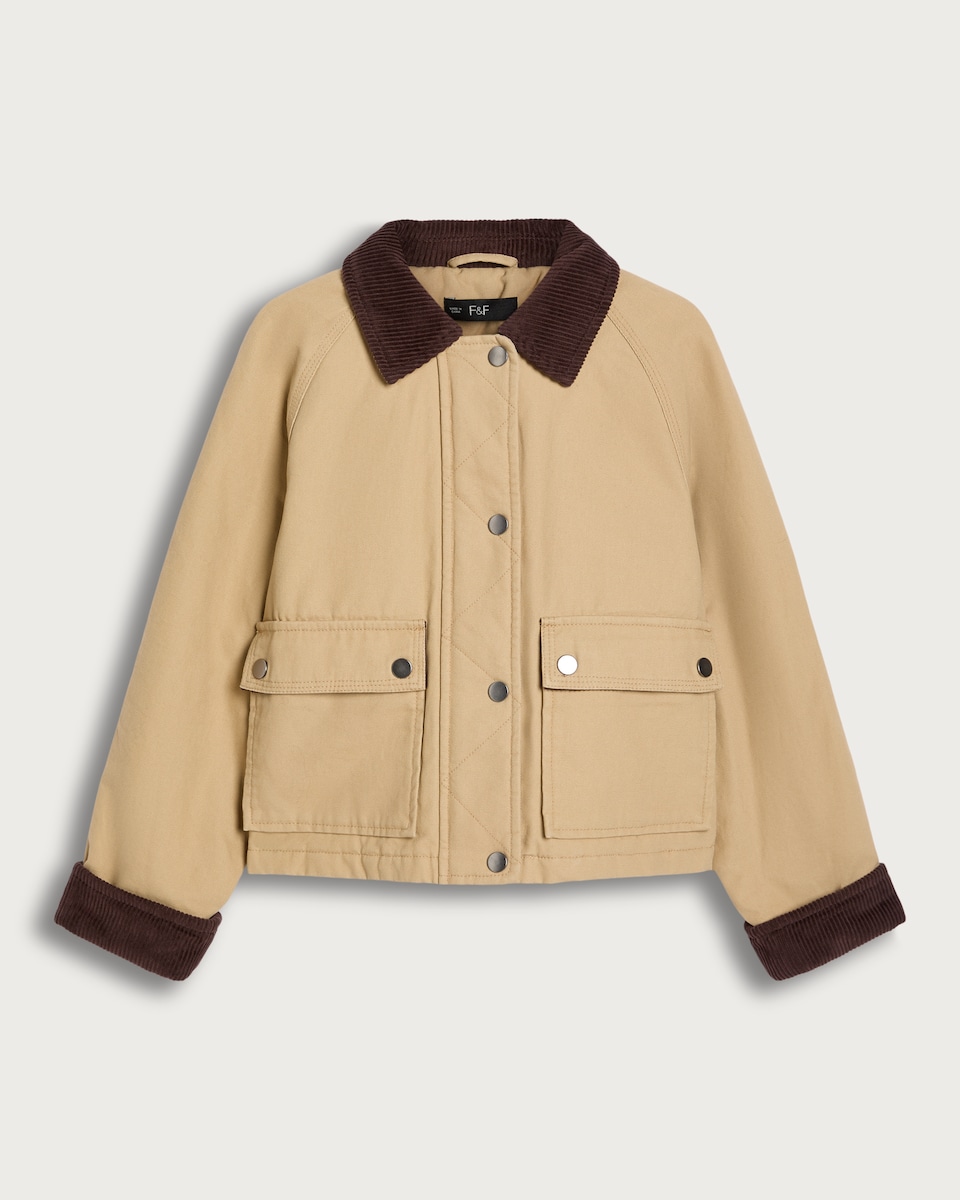 F&F Girls Pure Cotton Corduroy Collar Jacket in Brown