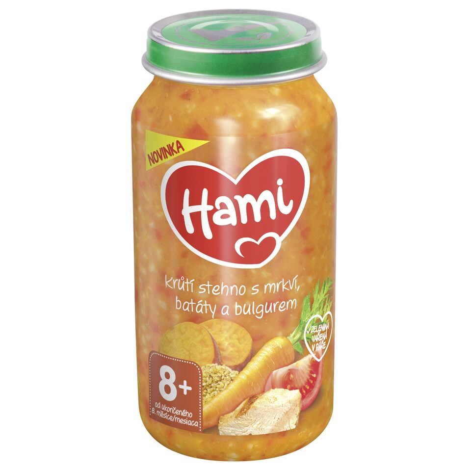 Obrázek 1 pro produkt HAMI masozeleninový příkrm Krůtí stehno s mrkví, batáty a bulgurem 250g