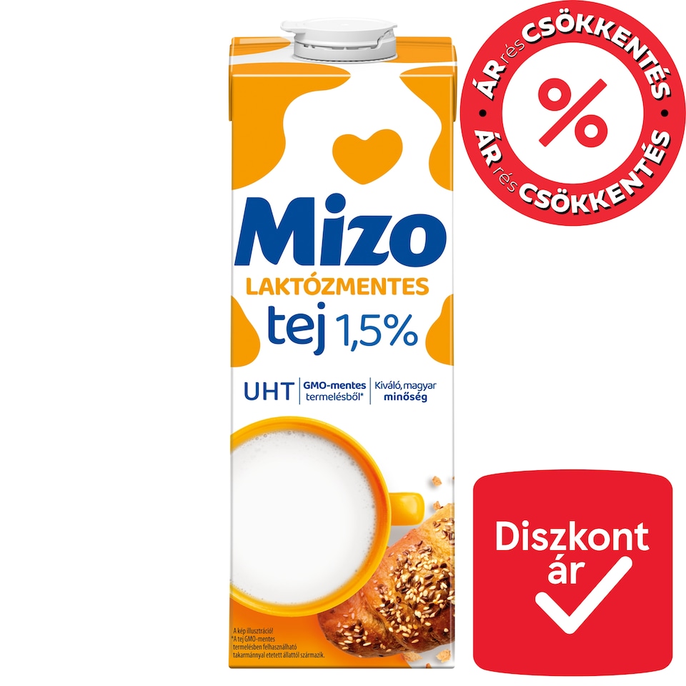 Mizo UHT Low-Fat, Lactose-Free Milk 1,5% 1 l