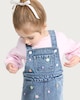 image 1 of F&F Girls 2-Piece Cotton Rich Embroidered Denim Pinafore and Sweatshirt in Blue