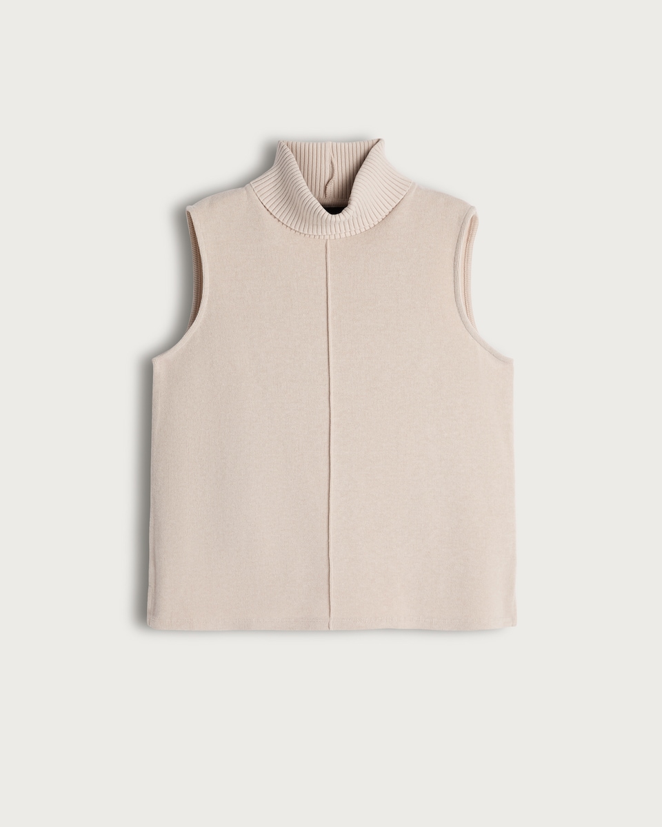 image 1 of F&F Seam Detail Roll Neck Sleeveless Co-ord Top in Cream