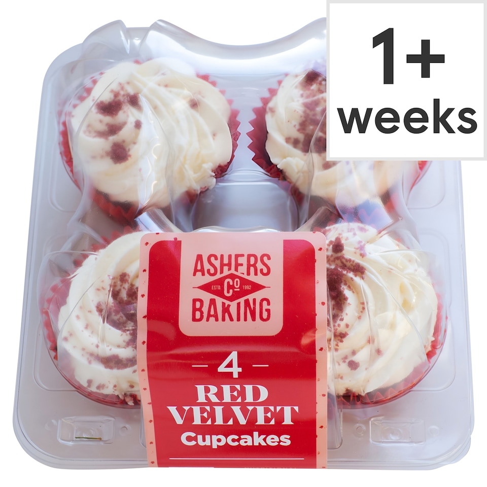 Ashers Red Velvet Cupcakes 4 Pack