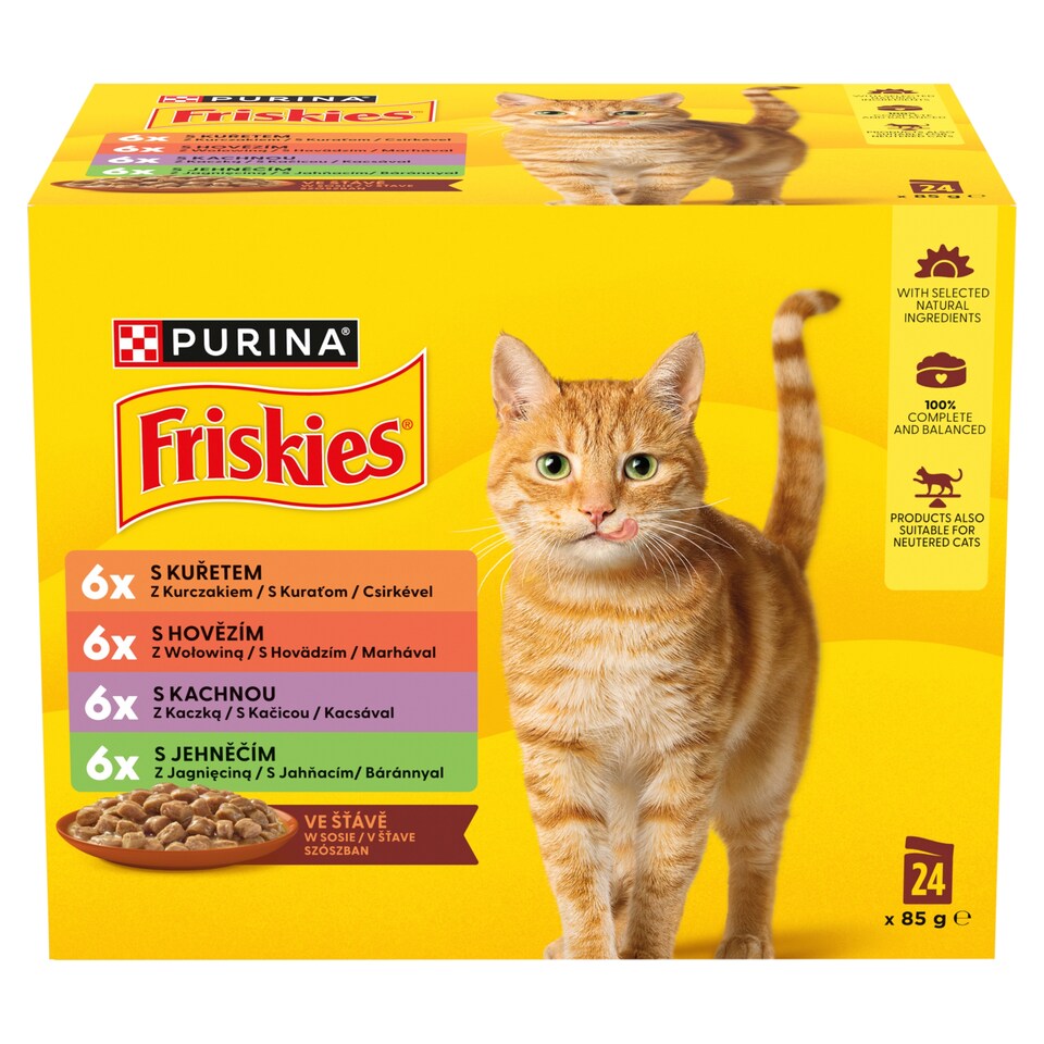 obrázok 1 z Friskies kapsičky pre mačky kura, hovädzie, jahňacie, kačica v šťave 24 × 85 g